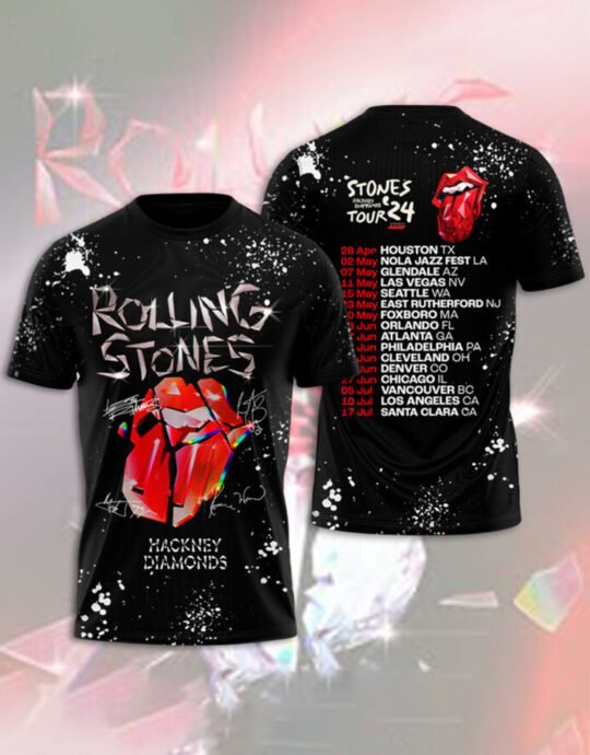 2024 Hackney Diamond Stones Tour Poster Playlist Printing T-Shirt